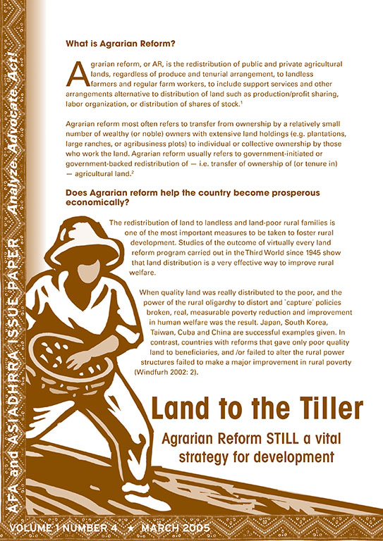 Land to the Tiller: Agrarian Reform Still Vital to the Tiller