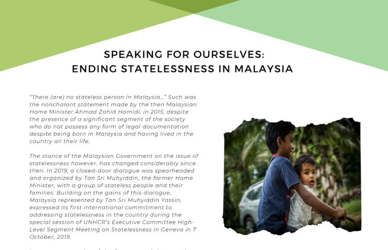 Speaking for Ourselves: Ending Statelessness in Malaysia
